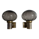 Pair of grey glass and chrome wall lights from the mid-century by N Leuchten, 1960s, Germany.