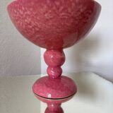 Grande coupe sur pied faïence Digoin rose
