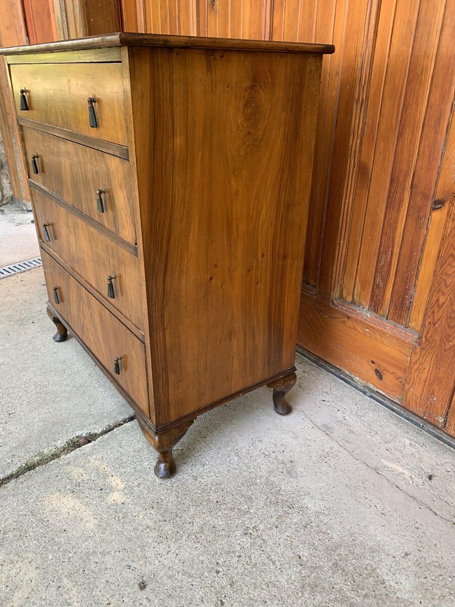 Antique walnut bedroom chest of drawers