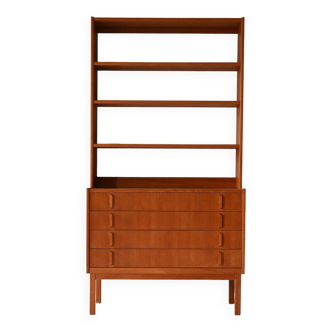 Vintage bookcase with shelves and drawers