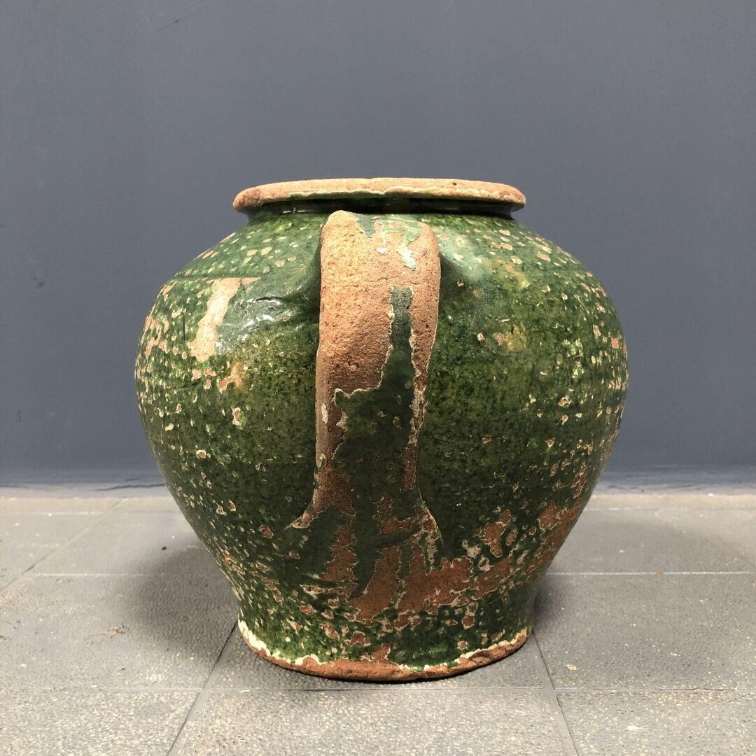 Dark green jug enamelled