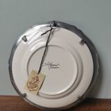 Vintage St Clément plate to hang with pewter frame stamped pewter of the fountain France