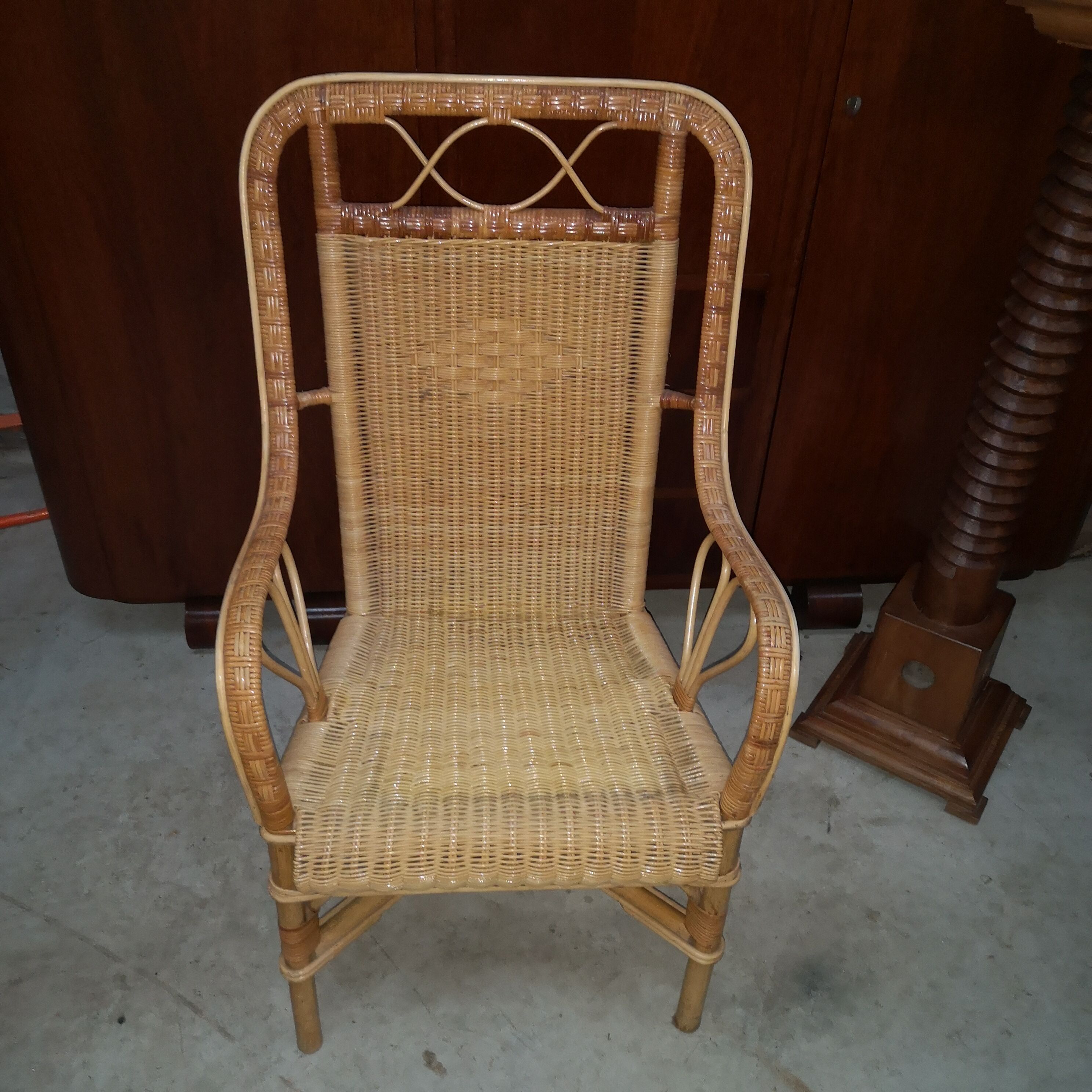 vintage bamboo rattan armchair 1960