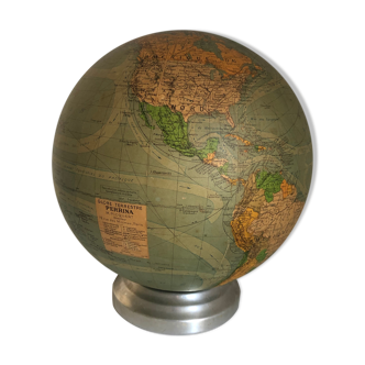 Globe vintage 1950  terrestre verre Perrina - 28 cm