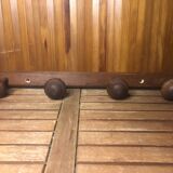Old coat rack with 4 vintage wooden hooks
