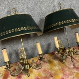 Pair of Empire sconces with gilded bronze swans circa 1880