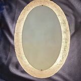 Erco large oval wall light with mirror in melted ice acrylic, 1970s