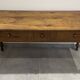 Antique natural wood farm table with 3 drawers