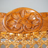 6 old wooden and canning chairs