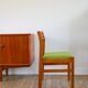 Set of 4 Scandinavian beech wood chairs, green wool, 1960.