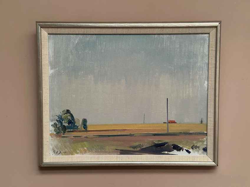 Original Mid Century Swedish Oil on Panel – “Landscape” by Unknown Artist