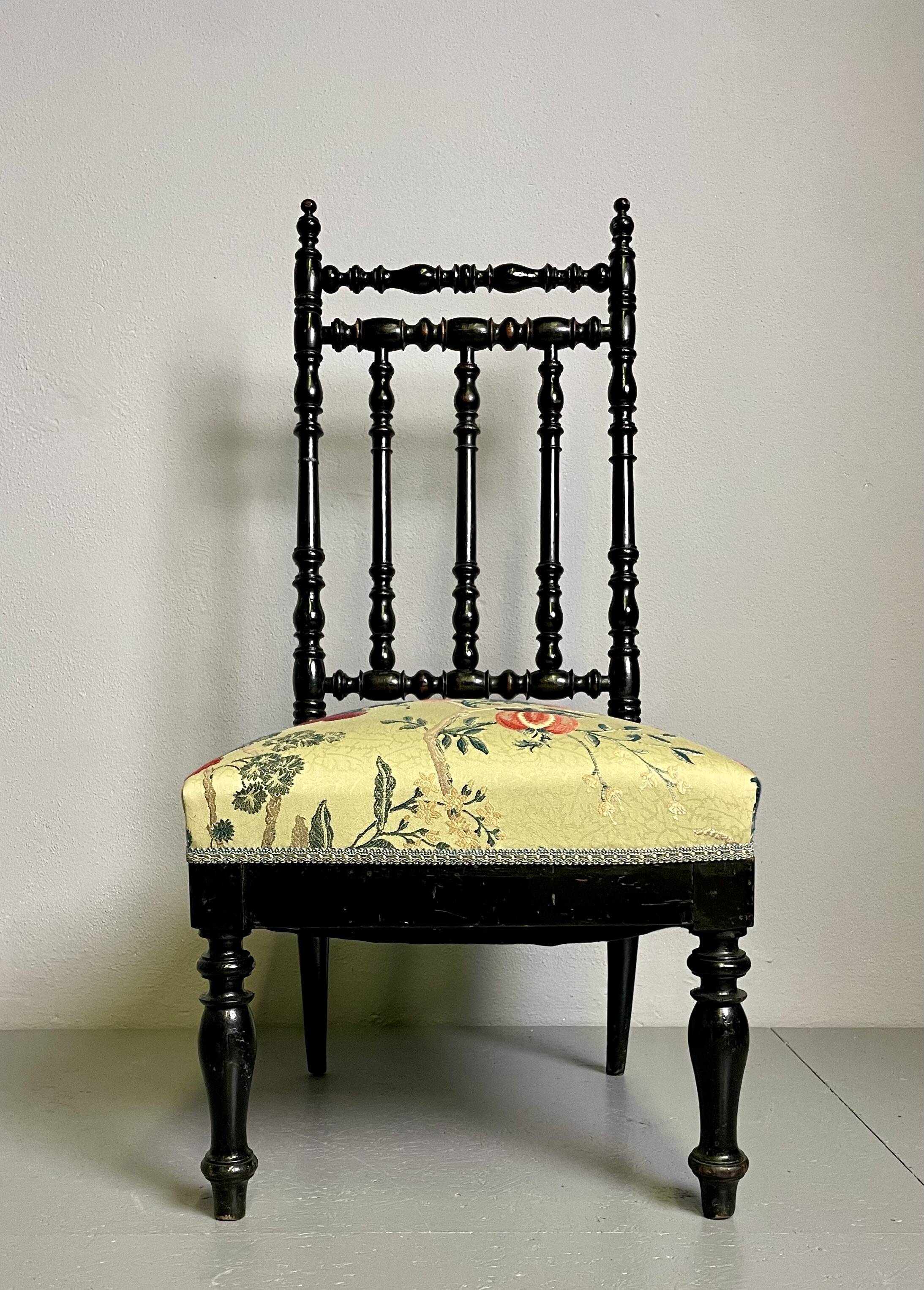 Antique Parlor Chair with Nobilis Floral Fabric
