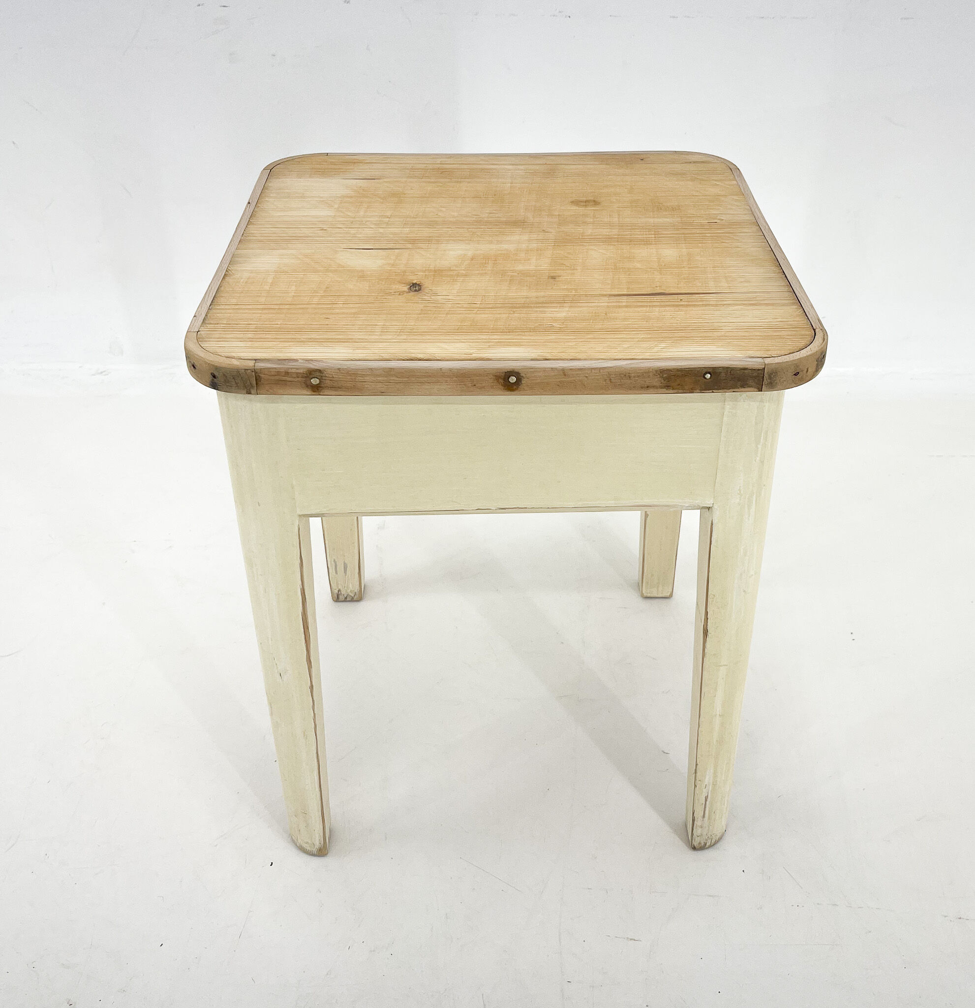 1950's Wooden Stool with Storage Space