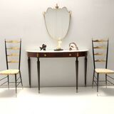 Pair of Vintage Brass and Metal Chiavarine Chairs with Yellow Fabric, Italy