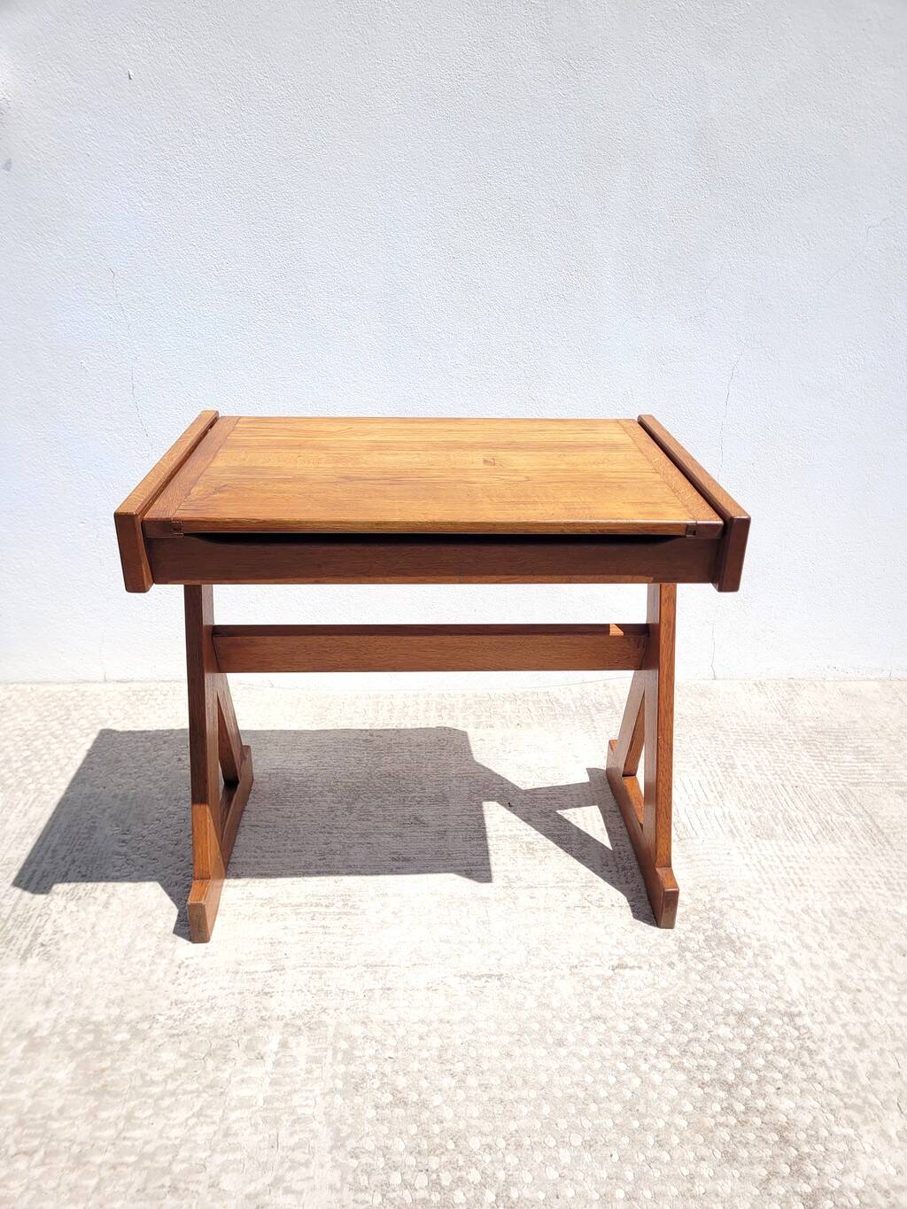 Old school desk renovated in solid oak