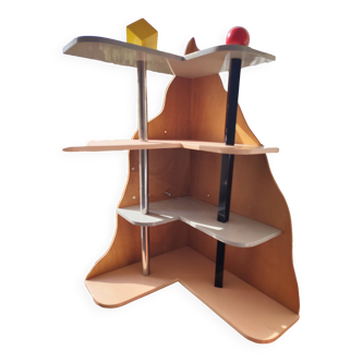 Memphis style designer corner shelf (80s)