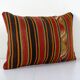 Striped Turkish Kilim Pillow Cover, Cottage Decor Kilim Lumbar Pillow Cover, Unique Patterned Throw