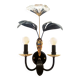 Black and gold Hollywood Regency leaf wall sconce