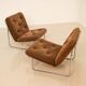 Pair of brown "666" low chairs by Kho Liang for Artifort 70's