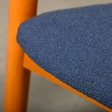 Scandinavian Modern Foldable Safari Lounge Chair in Beech wood and Blue fab