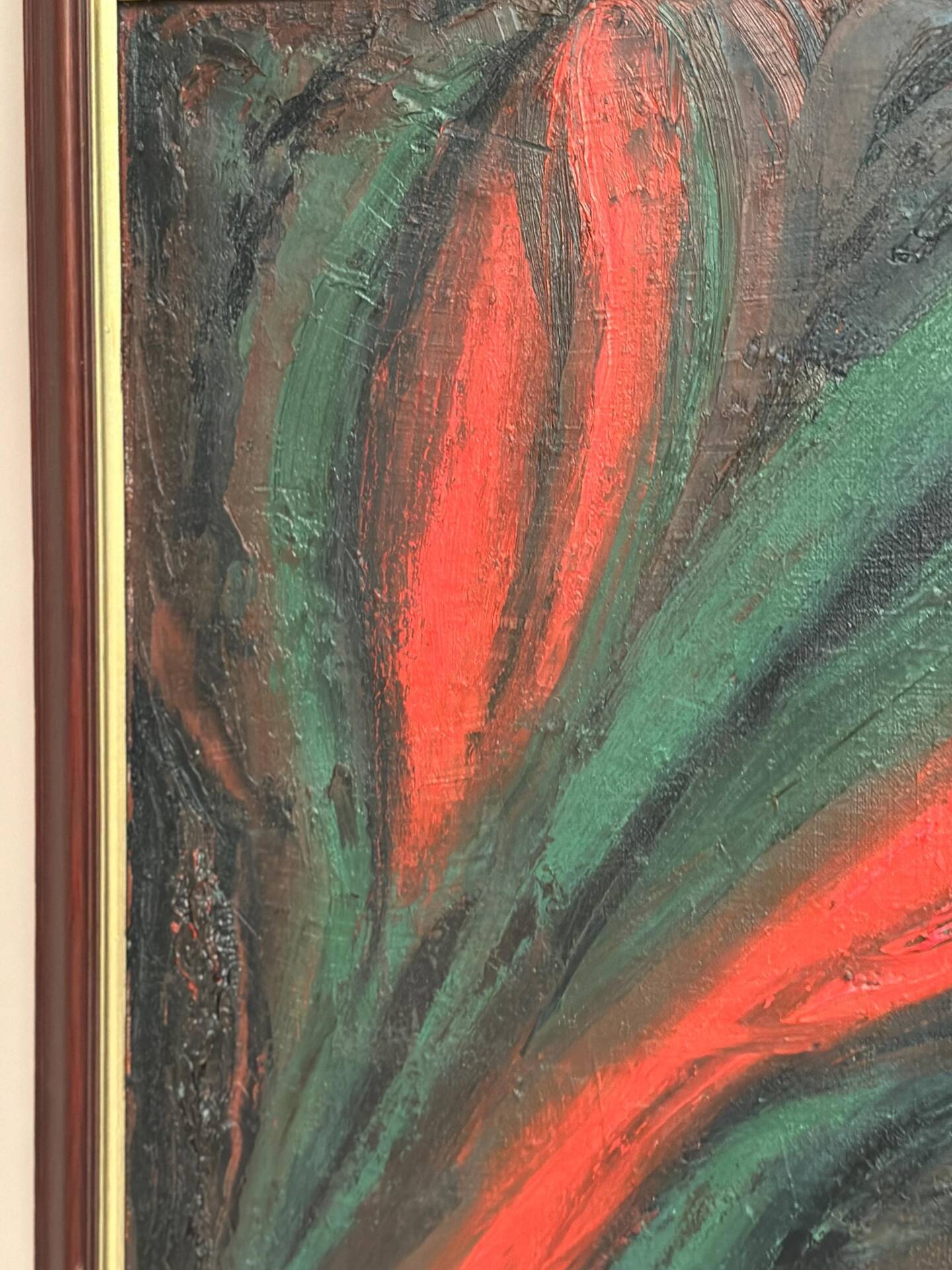 Original Swedish Oil on Canvas – Abstract Expressionist Composition – Vintage & Framed