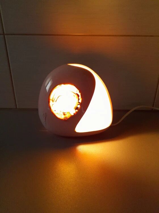 Ceramic lamp and agate slice, 1970