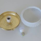 Plafonnier semi-encastré vintage en verre blanc