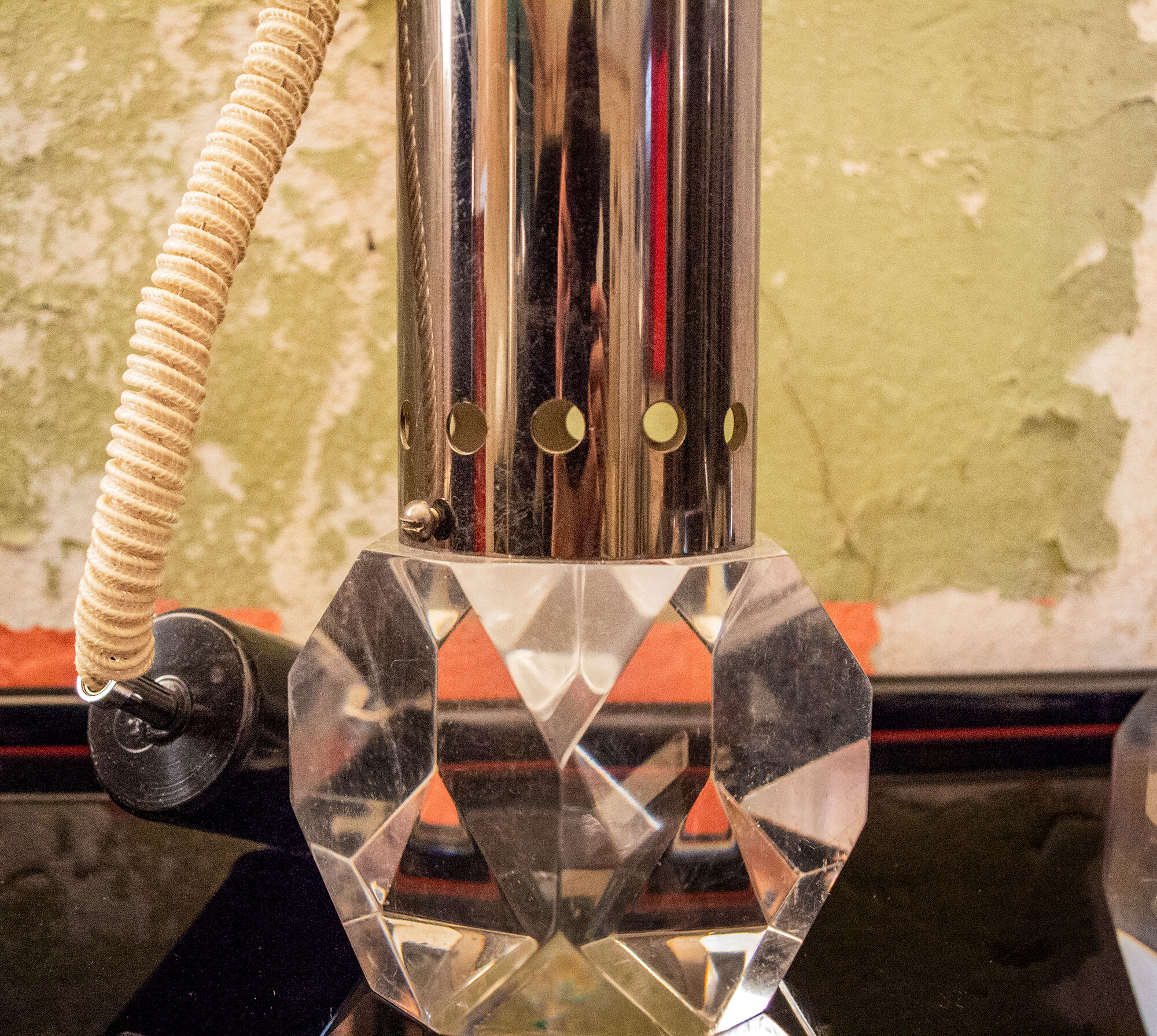 Ceiling lamp in steel and plexiglas Italy 70s