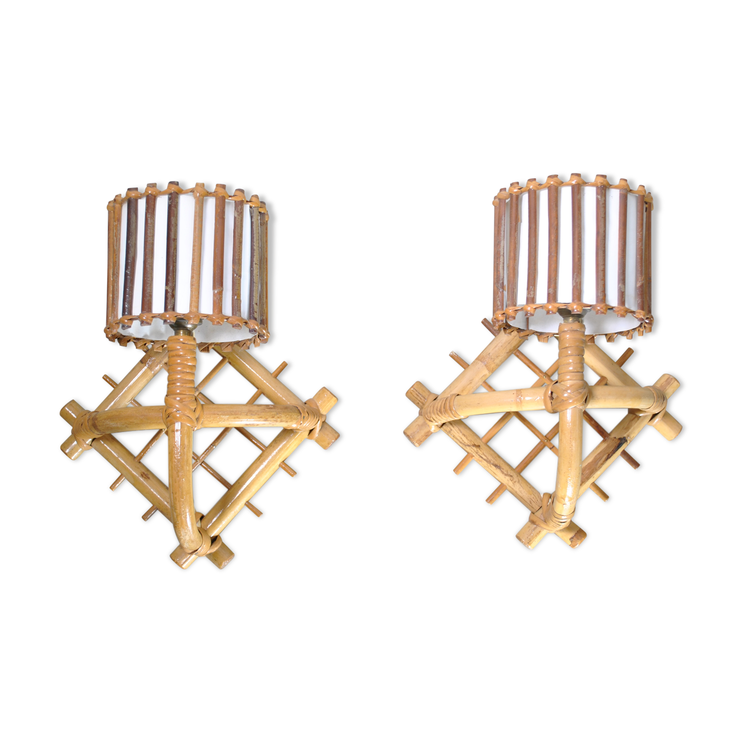 Pair of rattan sconces 1960