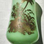 Opaline vase with palm tree decoration in gold (ouraline)