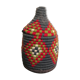 Berber wool and gray and Red raffia basket