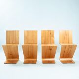 4 Zig Zag Ashwood Modernist Chairs after design Gerrit Rietveld, De Stijl 1930's