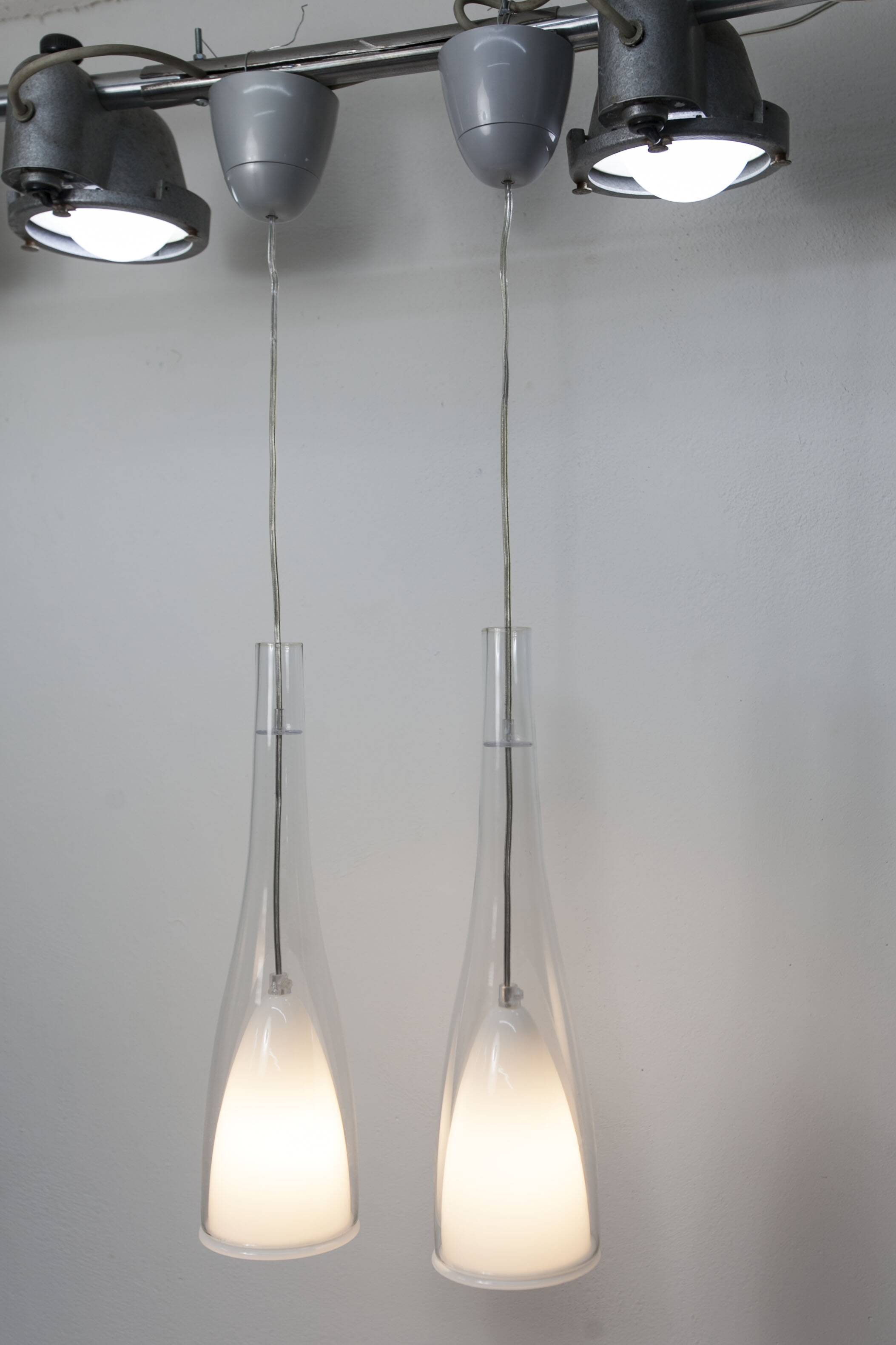 Pair of IKEA klockspel pendant lamps from 1980, cleaned and working