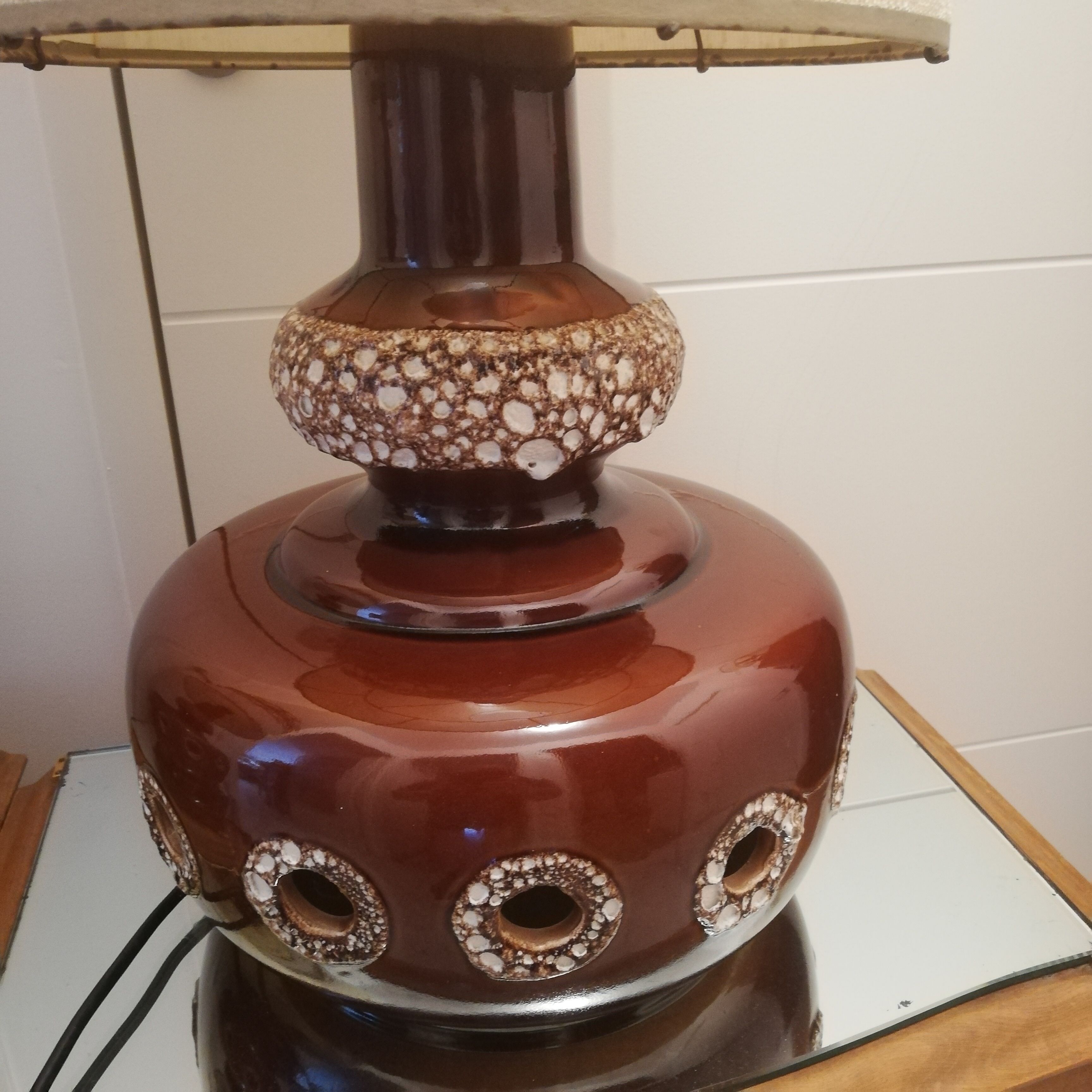 Pair of vintage ceramic lamps with double lighting