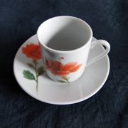 Coffee service 12 cups porcelain pattern poppy pottery of the Marais vintage 70s