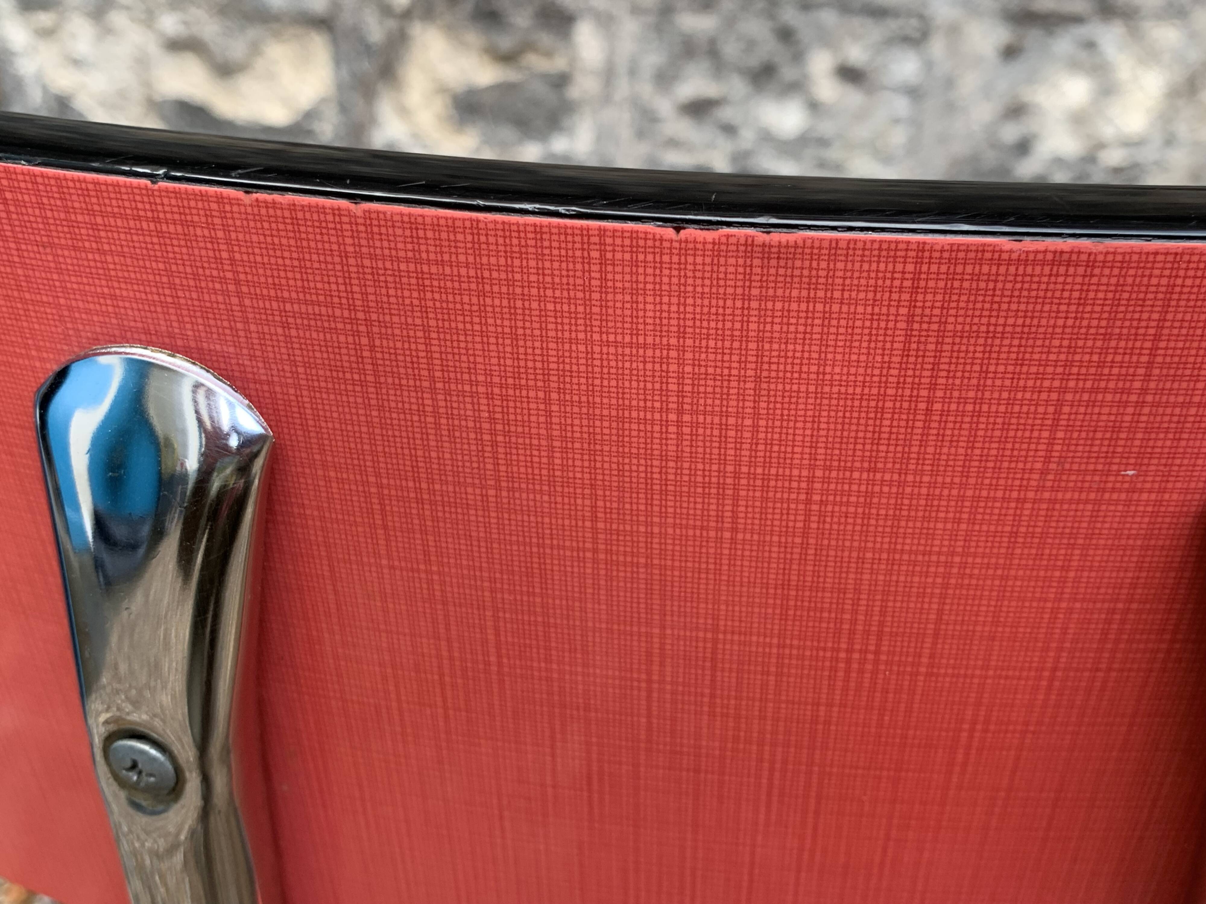 Pair of red Formica chairs Roc 1960