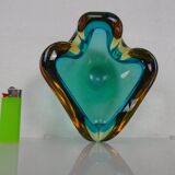 Brown & Turquoise Sommerso Murano Glass Ashtray, Italy, 1960s