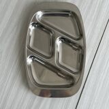 Compartmentalized tray in stainless steel metal