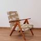 Beige safari fabric Scandinavian armchair Zig Zag 1970
