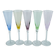 set of 5 colored glass champagne flutes Design 1970