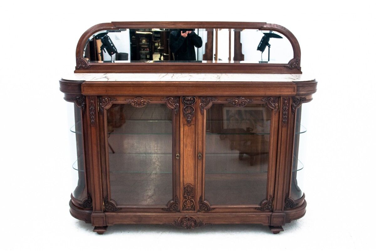 Buffet en verre avec dessus en marbre, France, 1880