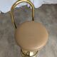 Tabouret de bar italien mid-century modern en laiton et cuir