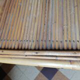 Coffee table bamboo rattan ceramic decollee 1960 70