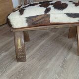 Cowhide and wood stool
