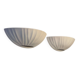 Pair of vintage shell wall lights, matte white, France 1970
