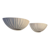 Paire d'appliques vintage coquillage, blanc mat, France 1970