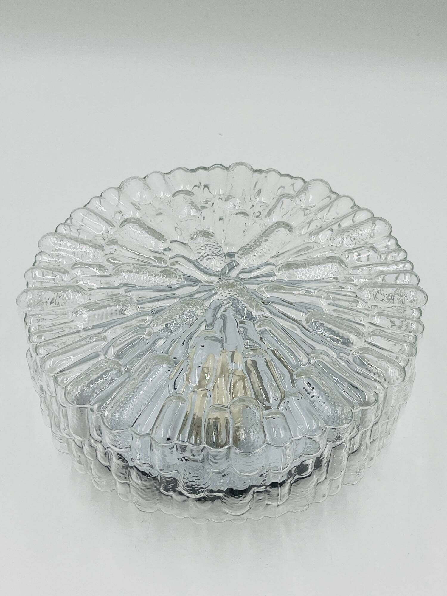 Massive modernist ceiling light in moulded glass