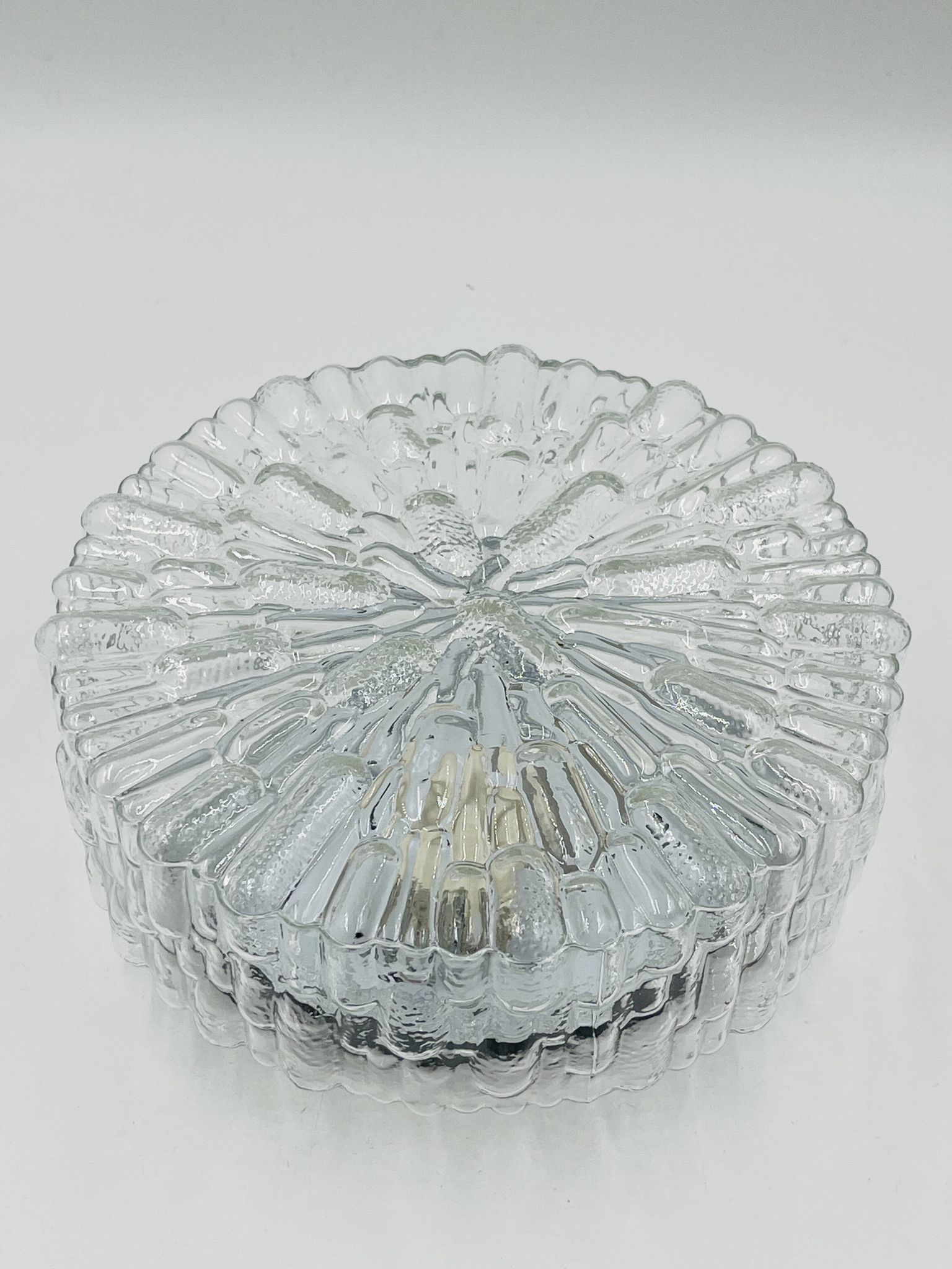 Massive modernist ceiling light in moulded glass