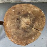 Pair of tripod stools in raw wood