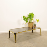 Vintage coffee table in brass and smoked glass